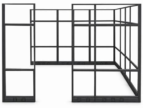 10' x 10' x 7'H Clear Glass Modular Office w/ Black Frame - Add-On Cubicle