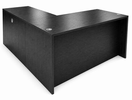 Black L-Shaped Rectangular Manager's Desk w/6 Drawers