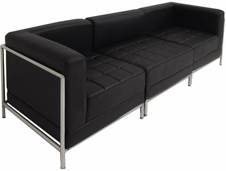 Black Tufted Modular 3-Seat Sofa