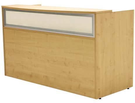 Maple Rectangular Reception Desk w/Frosted Glass Panel