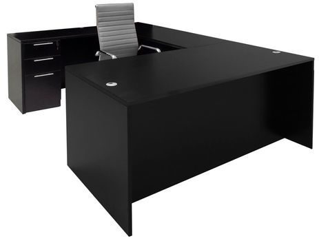 Black Laminate Straight Front U-Workstation