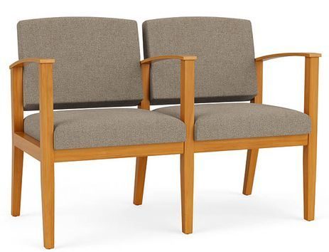Amherst Wood Frame 2 Seats w/ Center Arm in Standard Fabric or Vinyl