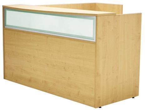 Maple L-Shaped Reception Desk w/Frosted Glass Panel