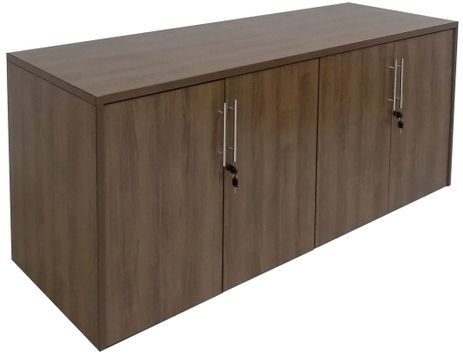 Modern Walnut 4-Door Locking Storage Credenza