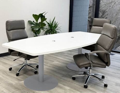8' x 4' Boat Shaped Table with Steel Disc Bases - Other Sizes Available