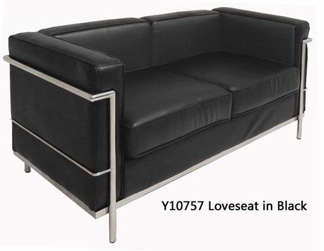 Modern Classic Leather Loveseat in Black or White