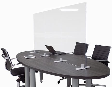 Adjustable Conference Table Clear Acrylic Safety Barrier  - Sets up 6', 8' or 9' Long - IN STOCK!