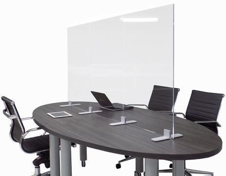 Adjustable Conference Table Clear Acrylic Safety Barrier  - Sets up 6', 8' or 9' Long - IN STOCK!