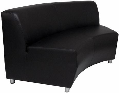 Black Leather 60 Degree Concave Sofa