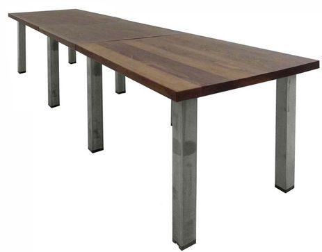 12' x 3' Solid Wood Conference Table with Industrial Steel Legs