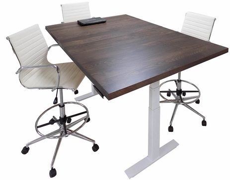 Adjustable Electric Lift Solid Wood Top Conference Table - 8'x3' / 6'x4' Size