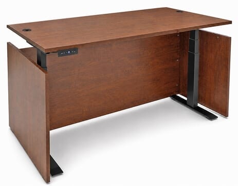 Cherry Adjustable Height Manager's Desk