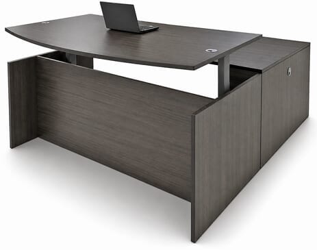 Charcoal Adjustable Height Bow Front L-Shaped Desk