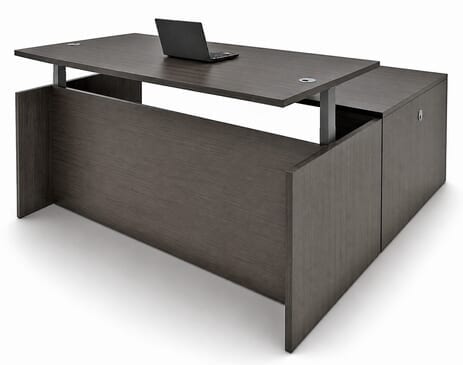 Charcoal Adjustable Height Rectangular Front L-Shaped Desk