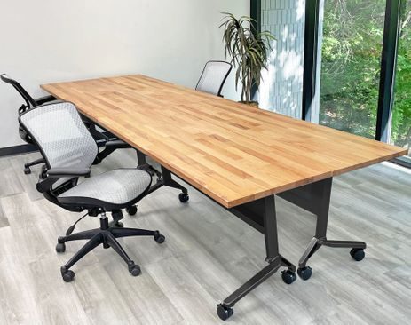 Flip & Stow Solid Wood / Beech Modular Conference Table - 48