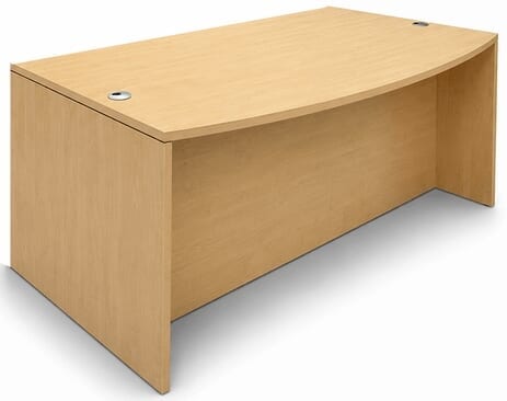 Maple Bow Front Conference Desk w/6 Drawers