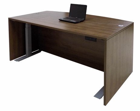 Modern Walnut Adjustable Height Bow Front Desk
