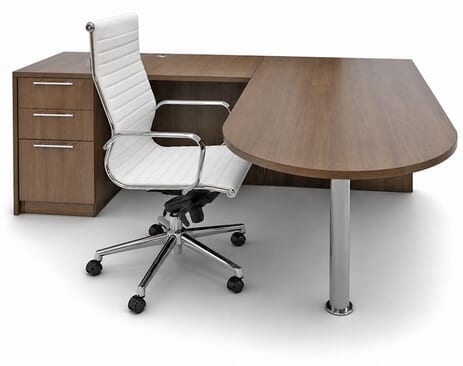 Modern Walnut Peninsula L-Shaped Desk