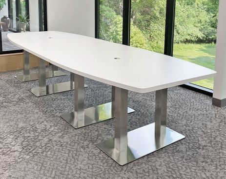 12' x 4' Boat Shape Conference Table with Chrome Steel Bases