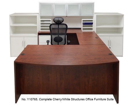 Cherry/White Complete  Structures Office Furniture Set