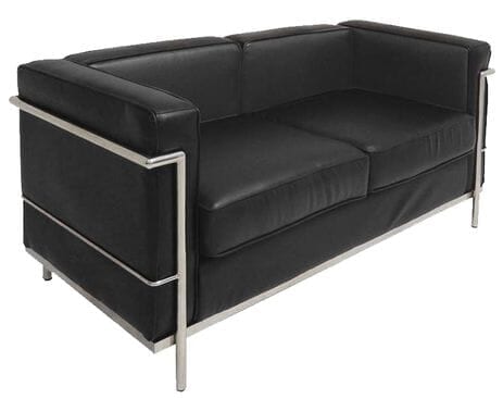 Modern Classic Leather Loveseat in Black or White