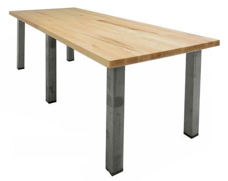 Solid Wood Rectangular Conference Table with Industrial Steel Legs - 8' x 3' - See Other Sizes