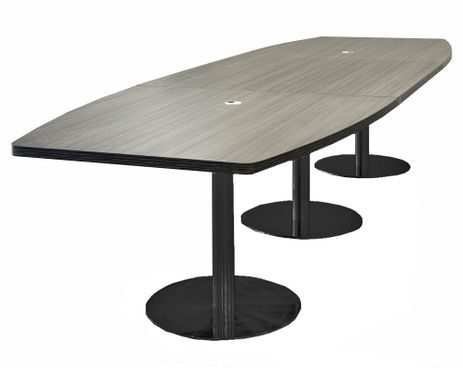 12' x 4' Boat Shaped Table with Steel Disc Bases
