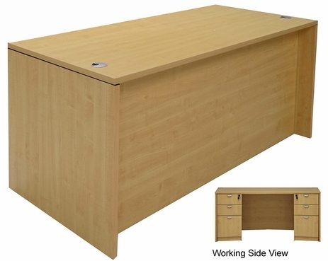 Maple Rectangular Managers  Desk w/6 Drawers