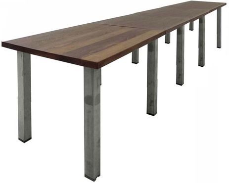 16' x 3' Standing Height Solid Wood Conference Table with Industrial Legs