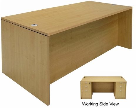 Maple Rectangular Executive Desk w/6 Drawers