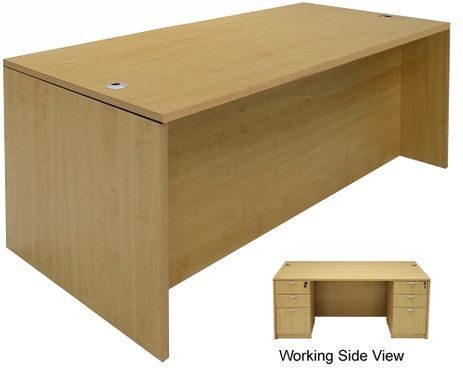 Maple Rectangular Executive Desk w/6 Drawers