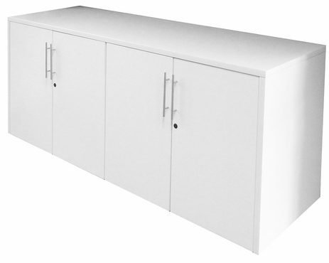 White 4-Door Locking Storage Credenza