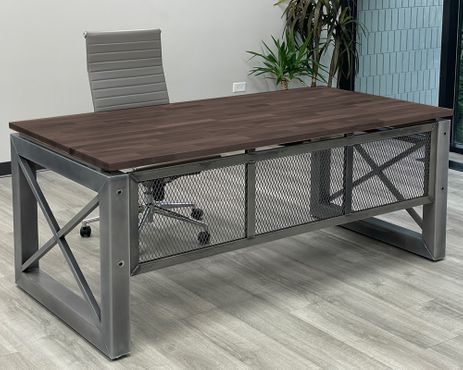 Xdustrial Series 71 x 36 Solid Wood and Raw Frame Desk