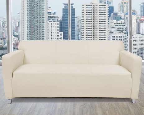 Cream Leather 3-Seat Sofa