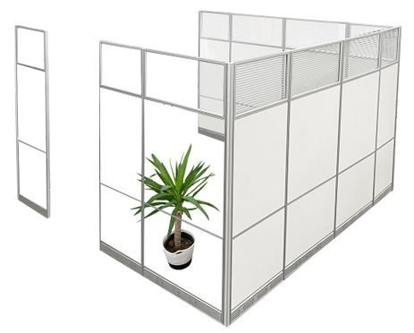 10' x 10' x 7'H White Laminate Modular Office with Clear Glass Front - Add-On Cubicle