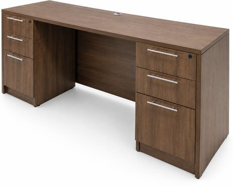 Modern Walnut Kneespace Credenza