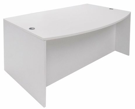 White Bow Front Conference Desk w/6 Drawers 