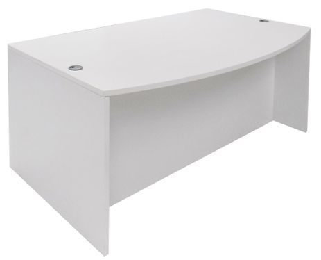 White Bow Front Conference Desk w/6 Drawers 