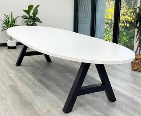 12' Oval Conference Table with Metal A-Frame Base