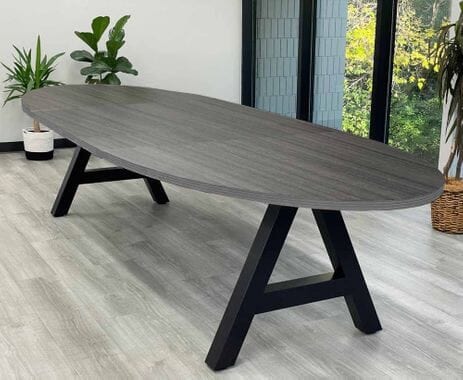 12' Oval Conference Table with Metal A-Frame Base
