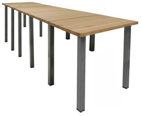 15' x 4' Standing Height Solid Wood Conference Table w/ Industrial Steel Legs