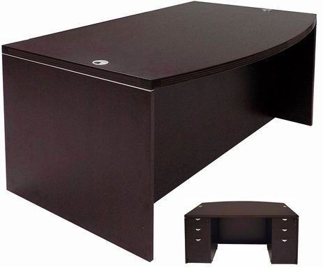 Mocha Bow Front Conference Desk w/6 Drawers
