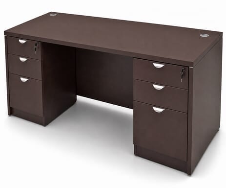 Mocha Rectangular Manager's Desk w/6 Drawers