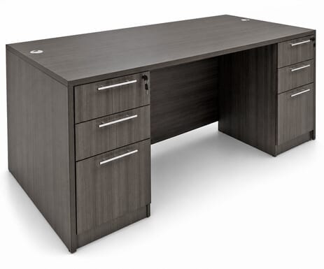 Charcoal Rectangular Executive Desk w/6 Drawers