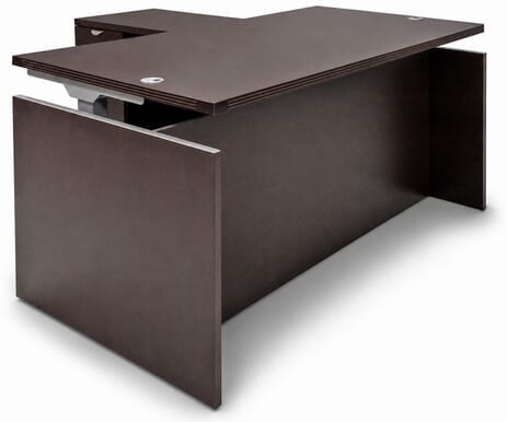Mocha Adjustable Height Rectangular Front L-Shaped Desk