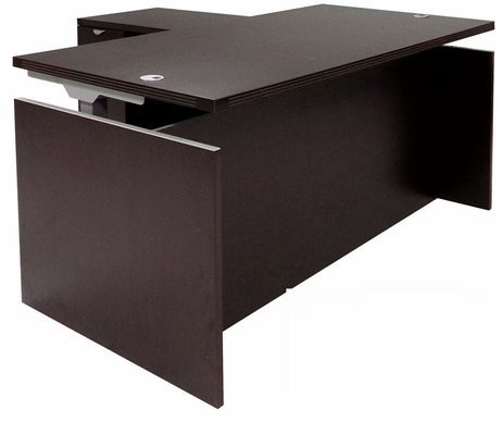 Mocha Adjustable Height Rectangular Front L-Shaped Desk
