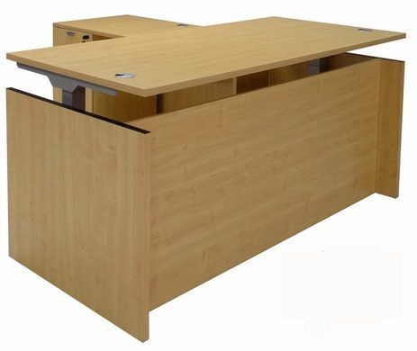 Maple Adjustable Height Manager's L-Shaped Desk