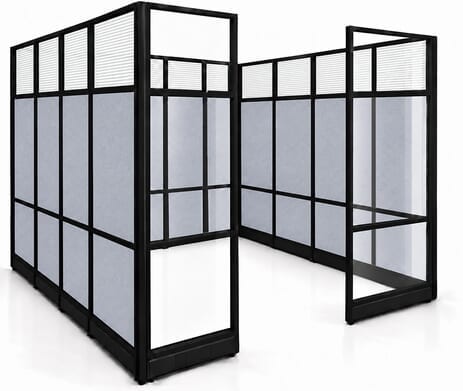 8' x 8' x 7'H Modular Office w/ Sound Absorbing PET Panels & Glass Clear Front Panels - Starter