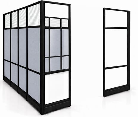 8' x 8' x 7'H Modular Office w/ Sound Absorbing PET Panels & Glass Clear Front Panels - Add On