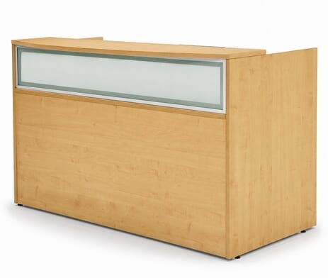 Maple Rectangular Reception Desk w/Frosted Glass Panel